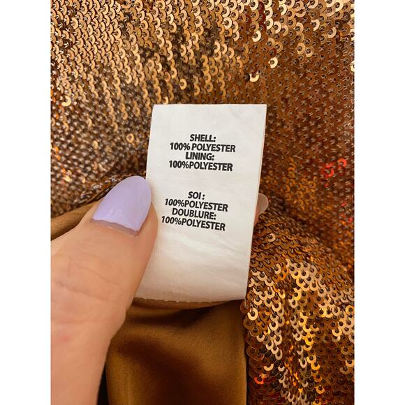 RAMY BROOK Hallie Belted Bronze Sequin Crew Neck Shift Dress US XS NWT - Picture 8 of 12